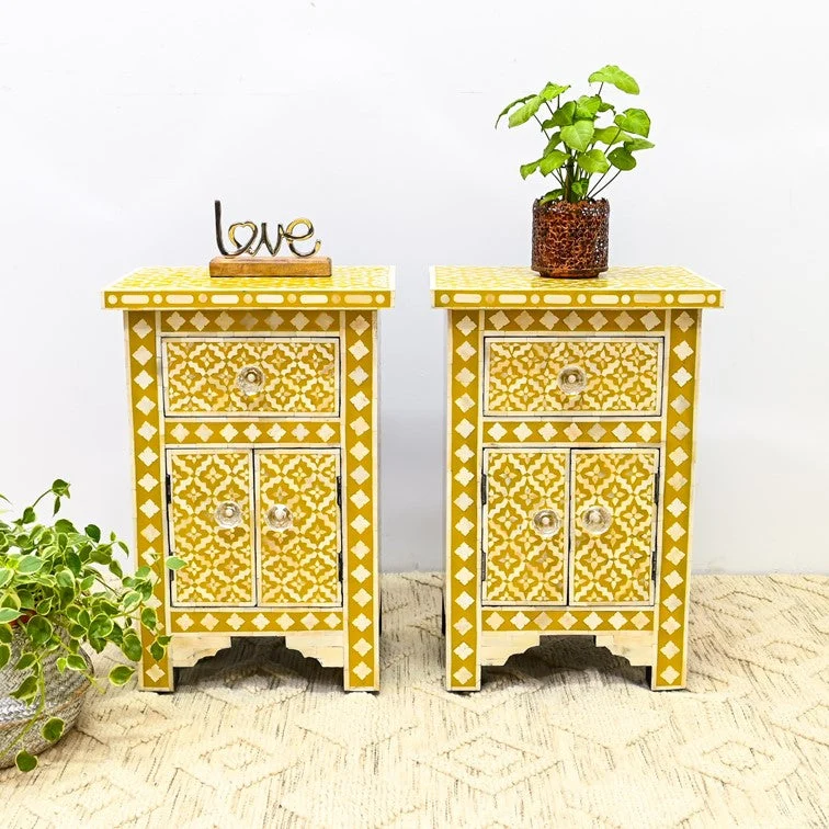 Viny_Bone Inlay Bed Side Table