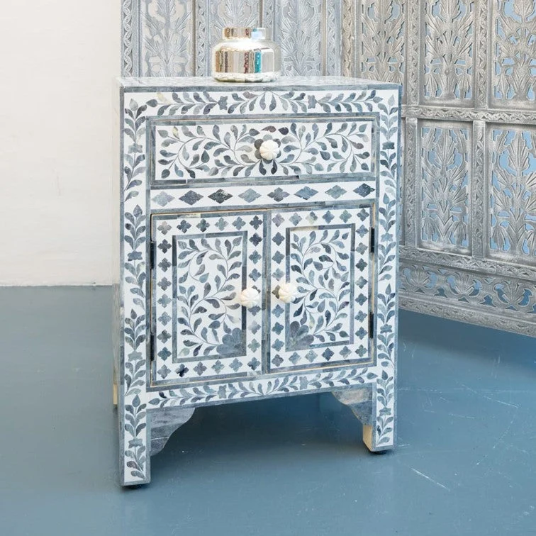 Marlon Bone Inlay Bed Side Table