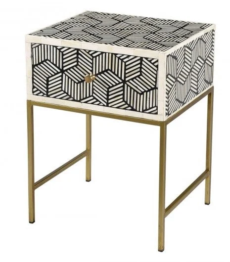 Via_Bone Inlay Bed Side Table