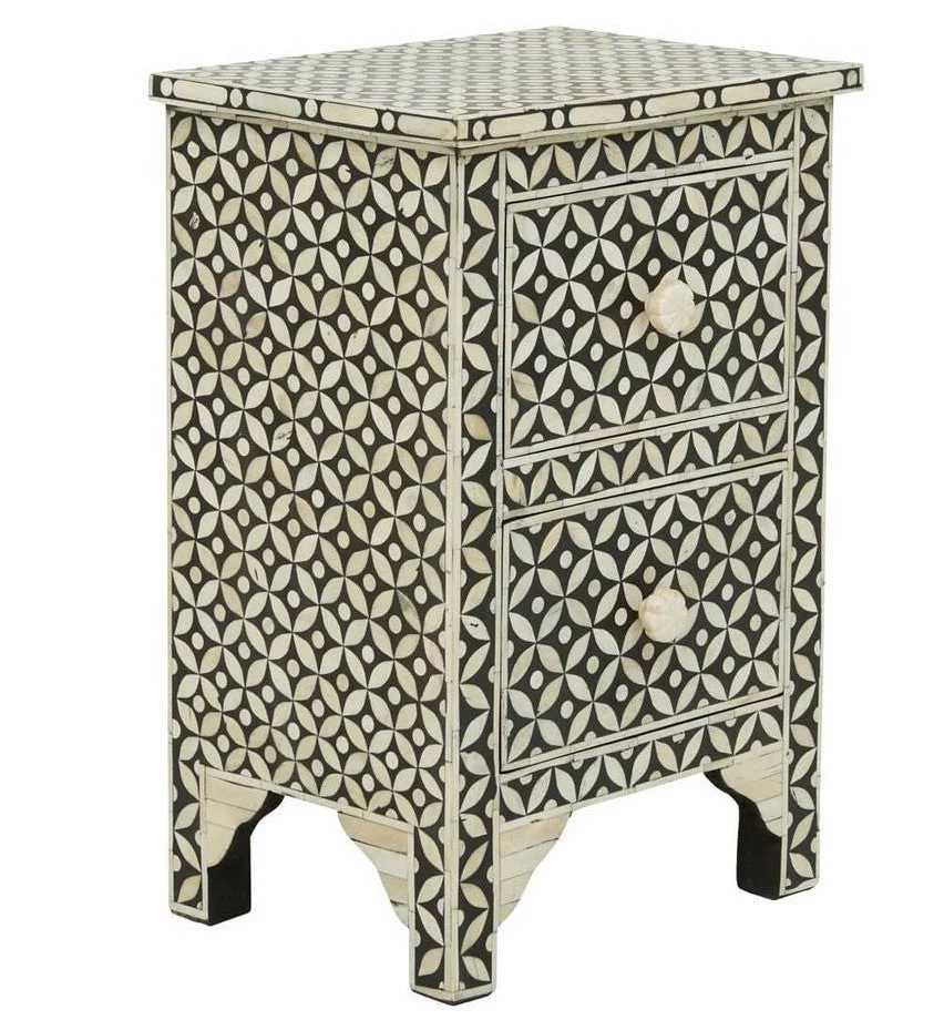 Nicole Bone Inlay Bed Side Table