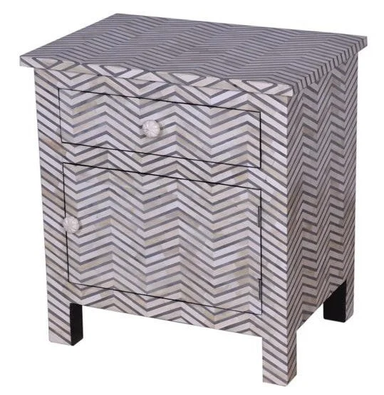 Vanya Bone Inlay Bed Side Table