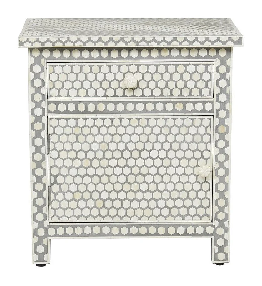 Amma Bone Inlay Bed Side Table