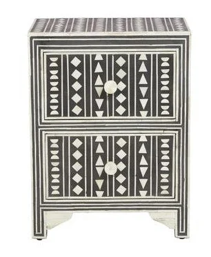 Jasper Bone Inlay Bed Side Table