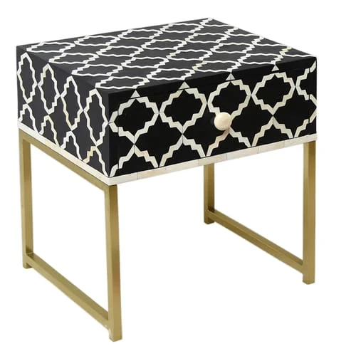 Wayne Bone Inlay Bed Side Table