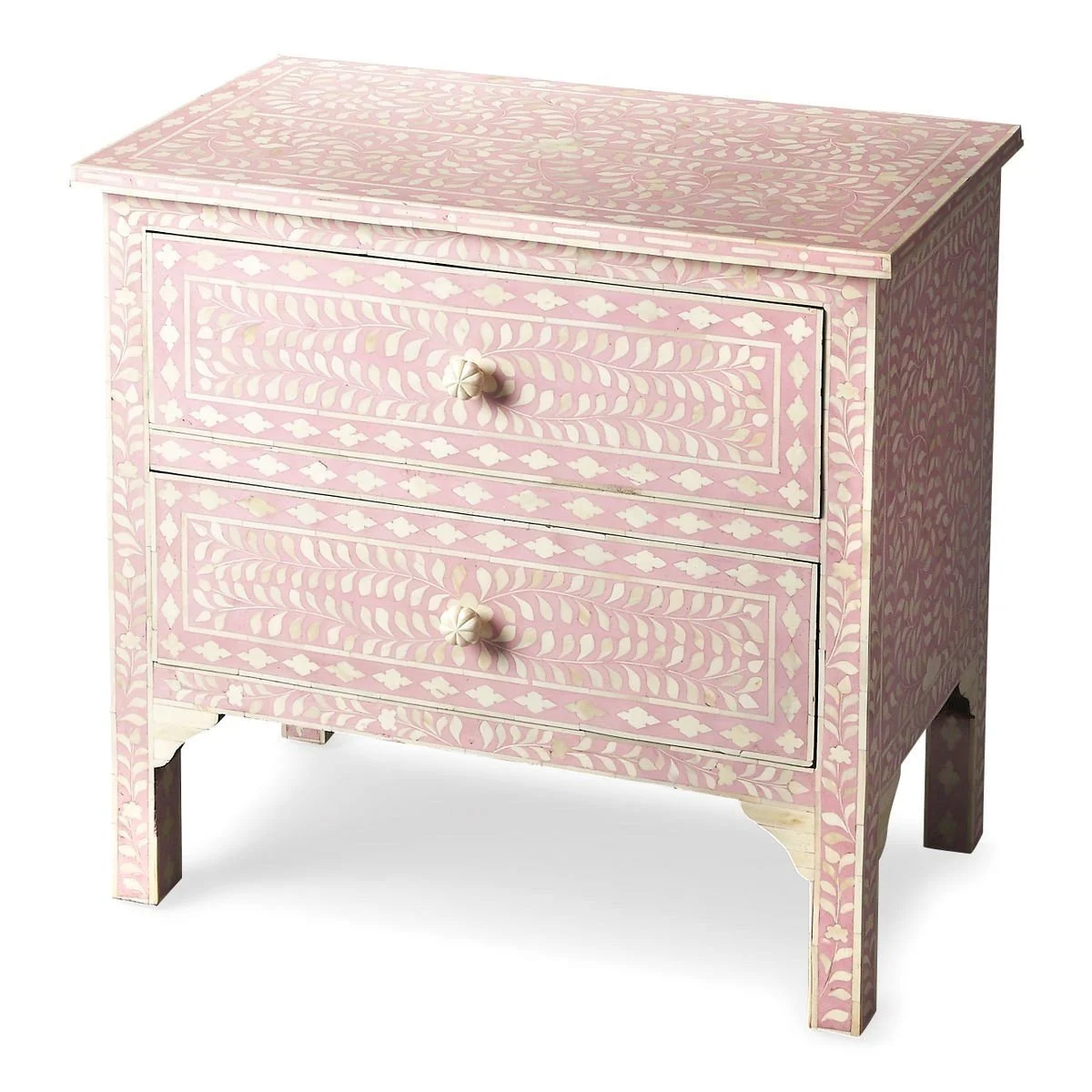Tommy Bone Inlay 2 Drawers Bed Side Table