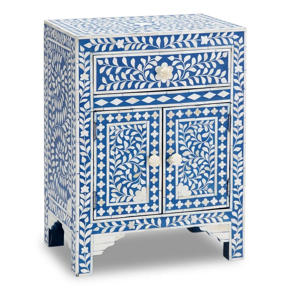 Bernadette Bone Inlay Bed Side Table