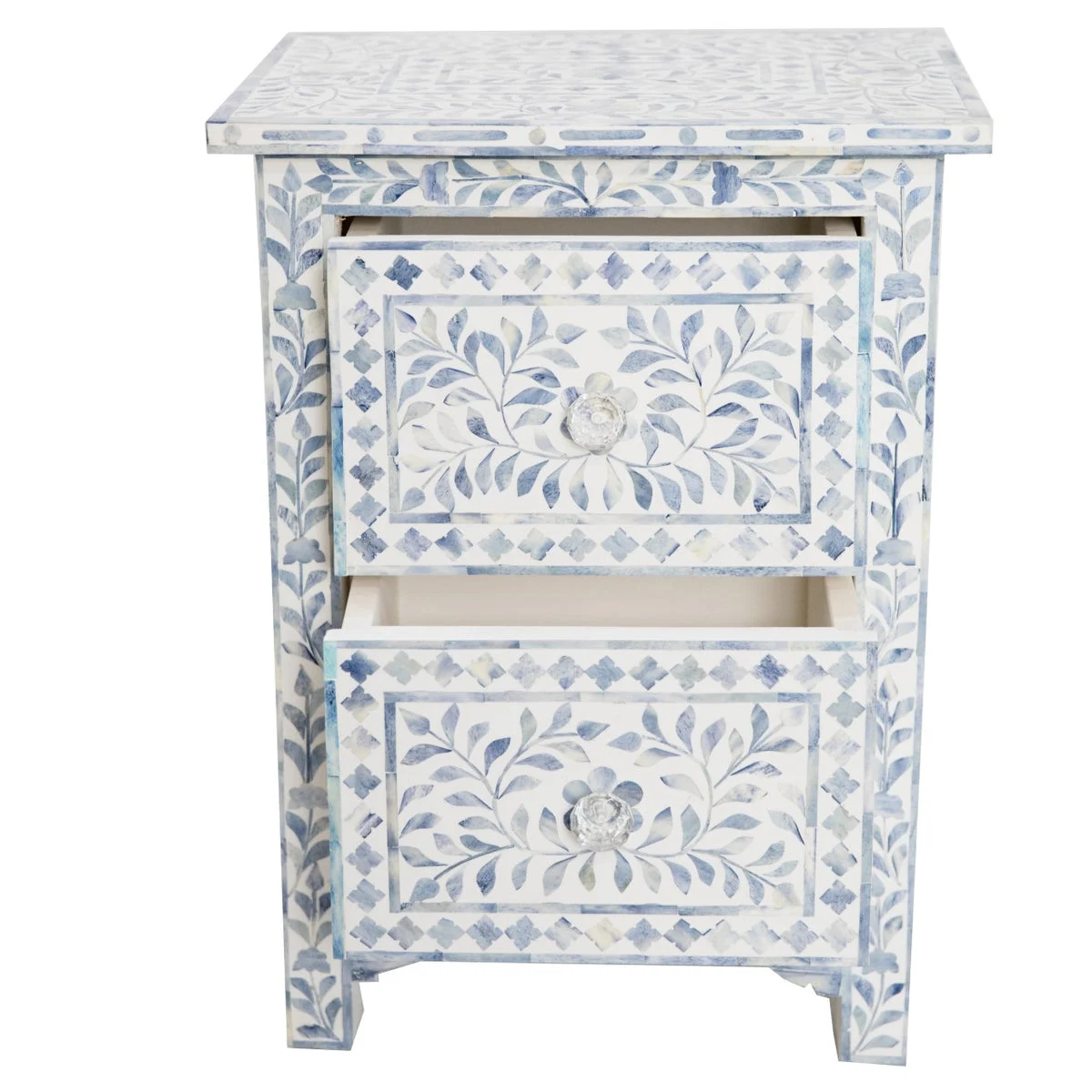 Dove Bone Inlay Bed Side Table