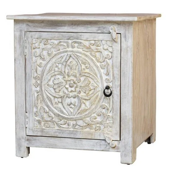 Scoot_Hand Carved Wooden Bed Side Table