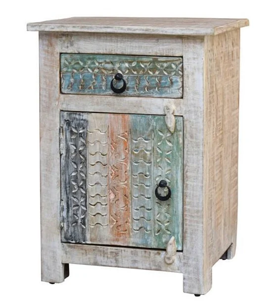 Freya_Solid Indian Wood Hand Carved Wooden Bed Side Table