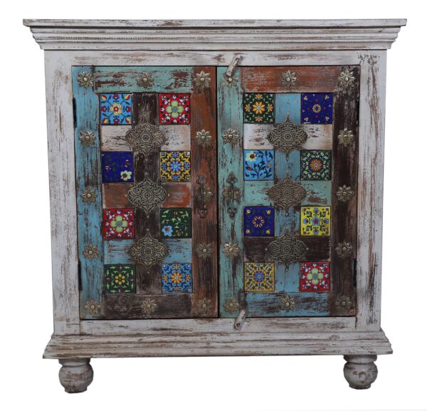 Mandy Solid Indian Wood Chest with Tile Doors_Cupboard_Cabinet_ 90 cm – Celson PTE Ltd 5