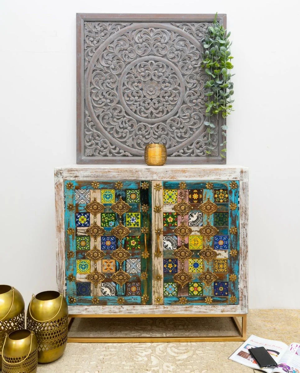 Tyler_ Solid Wood Chest with Tiles_ 100 cm Length