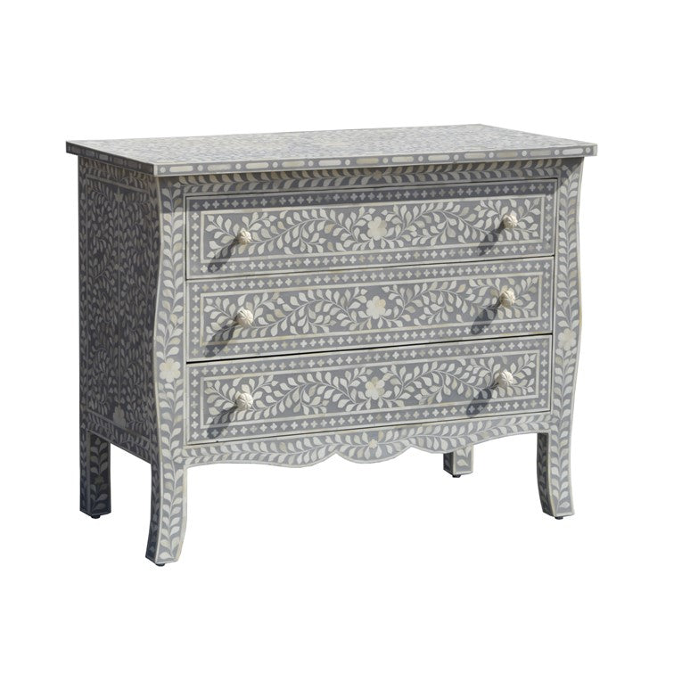 Carl Bone Inlay Chest of Drawer with 3 Drawers_ 100 cm Length