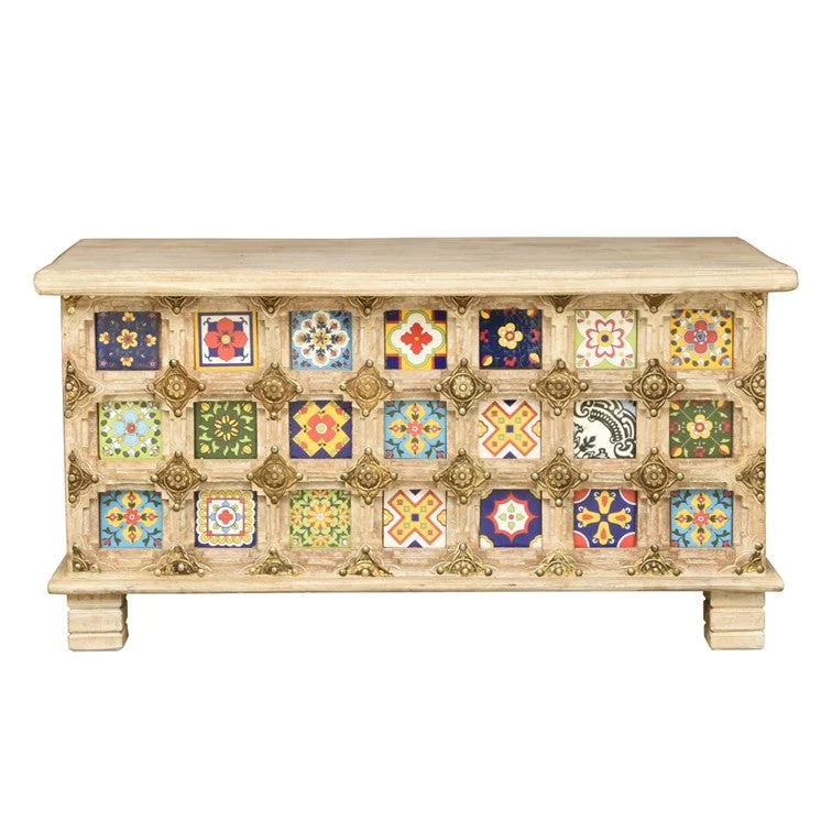 Robin Solid Wood Tile Trunk_Storage Trunk_Bench_88 cm