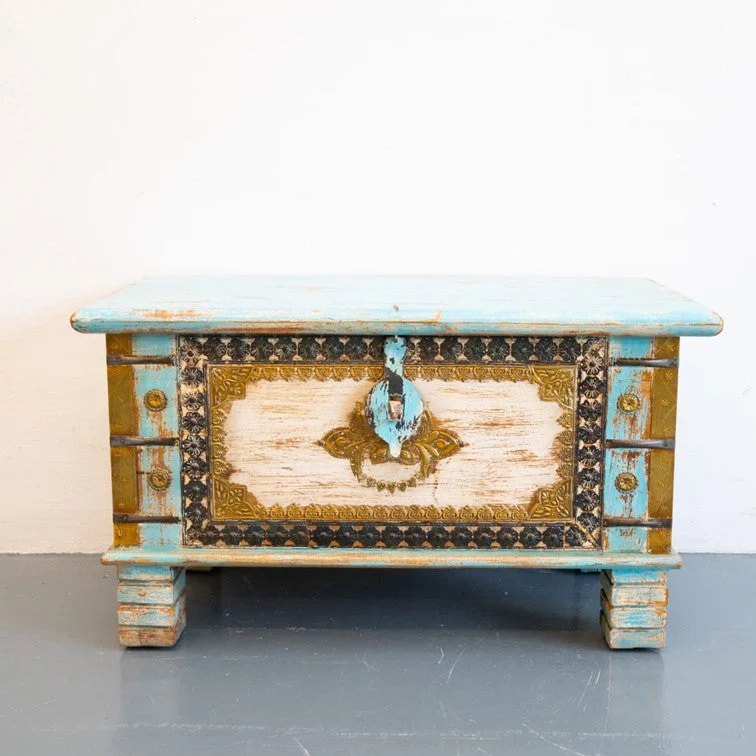 Marissa Solid Wood Hand Carved Trunk_Storage Trunk_Bench_80 cm