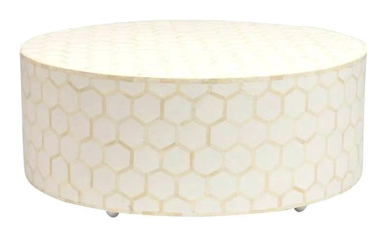 CIove_Bone Inlay Round Honeycomb Coffee Table_100 Dia cm