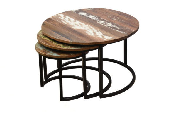 Lina Nesting Coffee Table Set of 3 with Reclaimed wood top_70 Dia cm
– Celson PTE Ltd 4