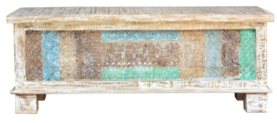 Marie_Solid Indian Wood Storage Trunk_ Coffee Table_118 cm