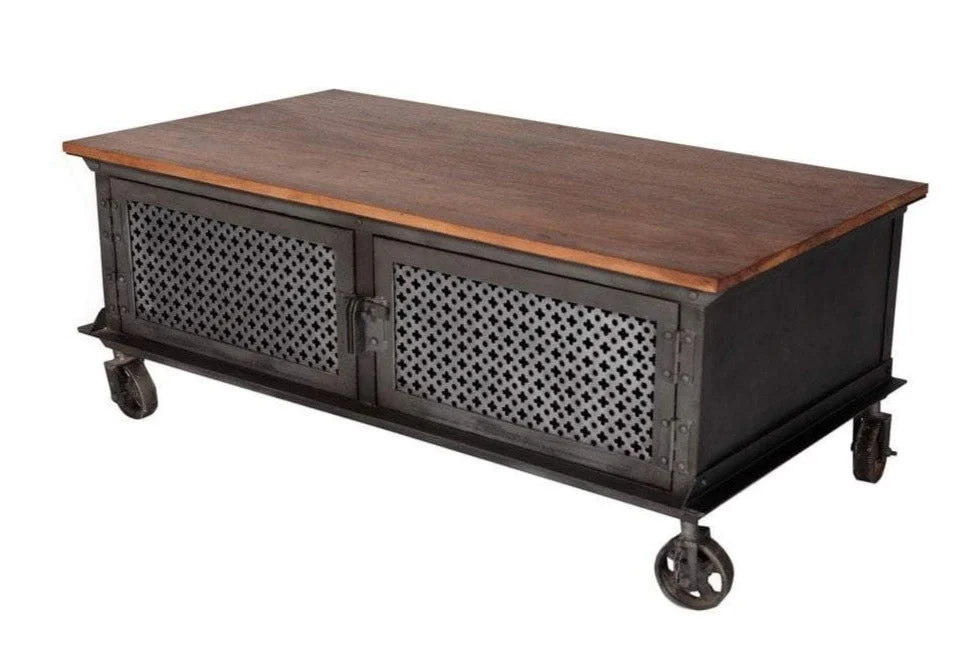 Cerina_ Industrial Look Coffee Table with storage_110 cm