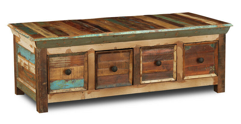 Connor_Solid Indian Wood 4 Drawer Trunk Coffee Table_122 cm