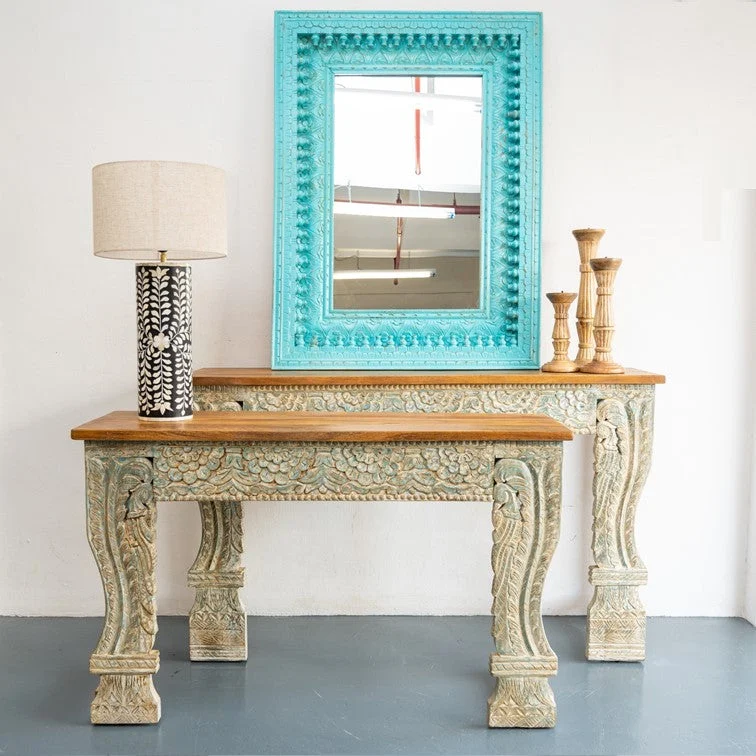 Mitto_Solid Indian Hand Carved Wooden Console Table
