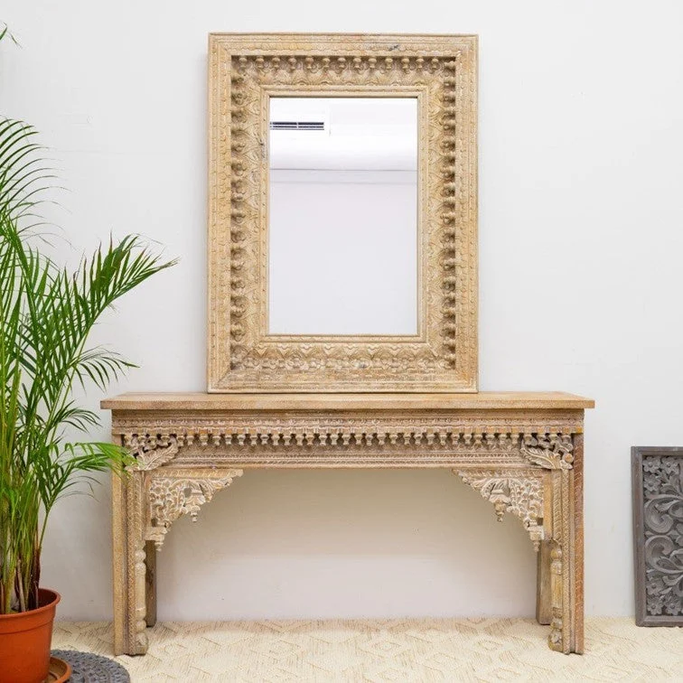 Jass Solid Indian Wood Carved Console Table_150 cm