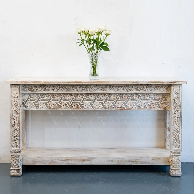 Laki Solid Indian Wood Carved Console Table_150 cm