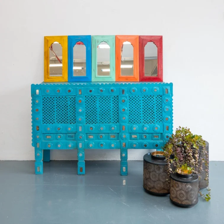 Susan_ Vintage Indian Damchiya with small fitted mirror_Console Table_