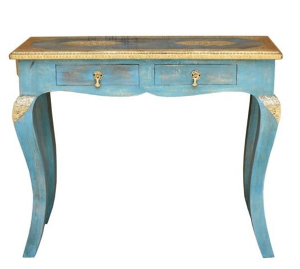 Cameron _Solid Indian Wood Brass inlaid console table_90 cm