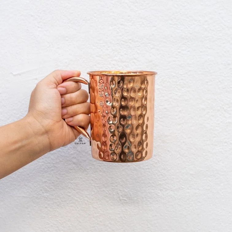 Ela 16oz Pure Copper Hammered Mug