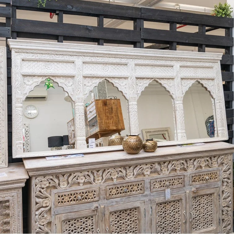 Macy Hand Carved Wooden Mirror with four Arch _200 x 90 cm