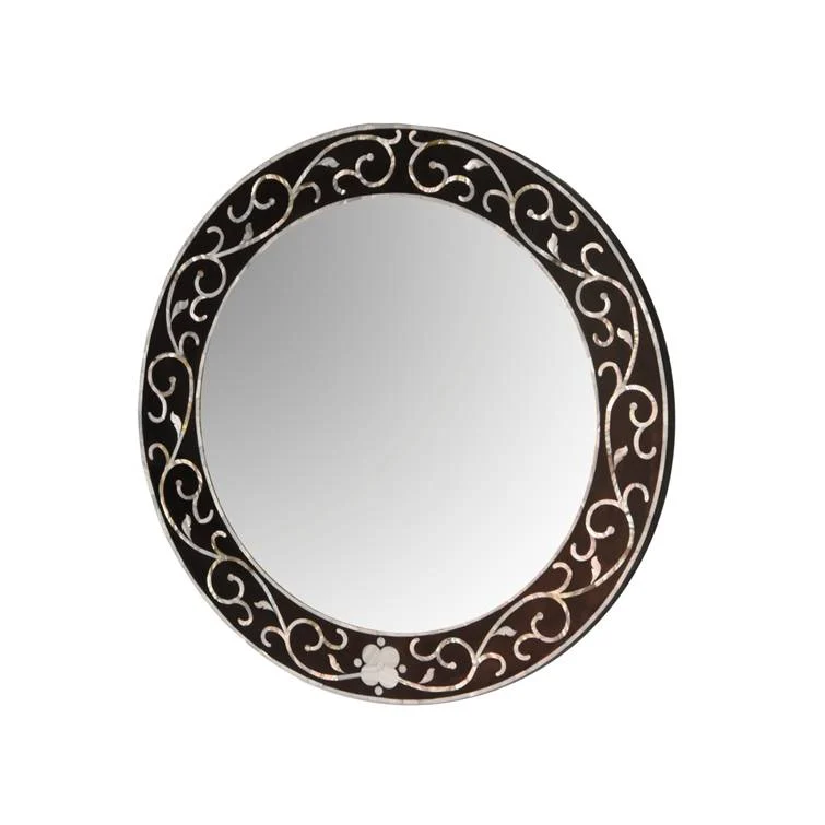 Hina_ Mother of Pearl Inlay Round Wall Mirror_80 Dia cm