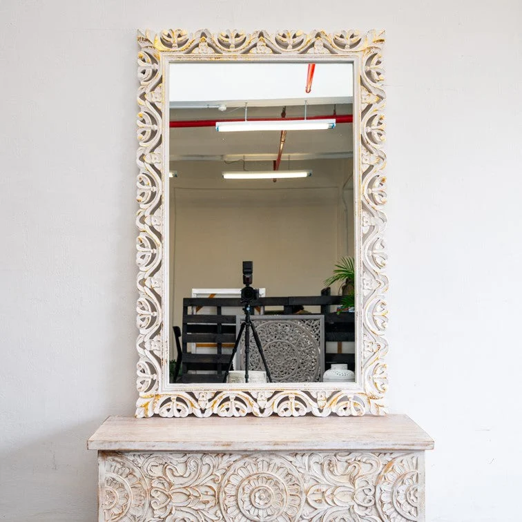 Blaire Solid Indian Wood Hand Carved Mirror 92 x 142 cm