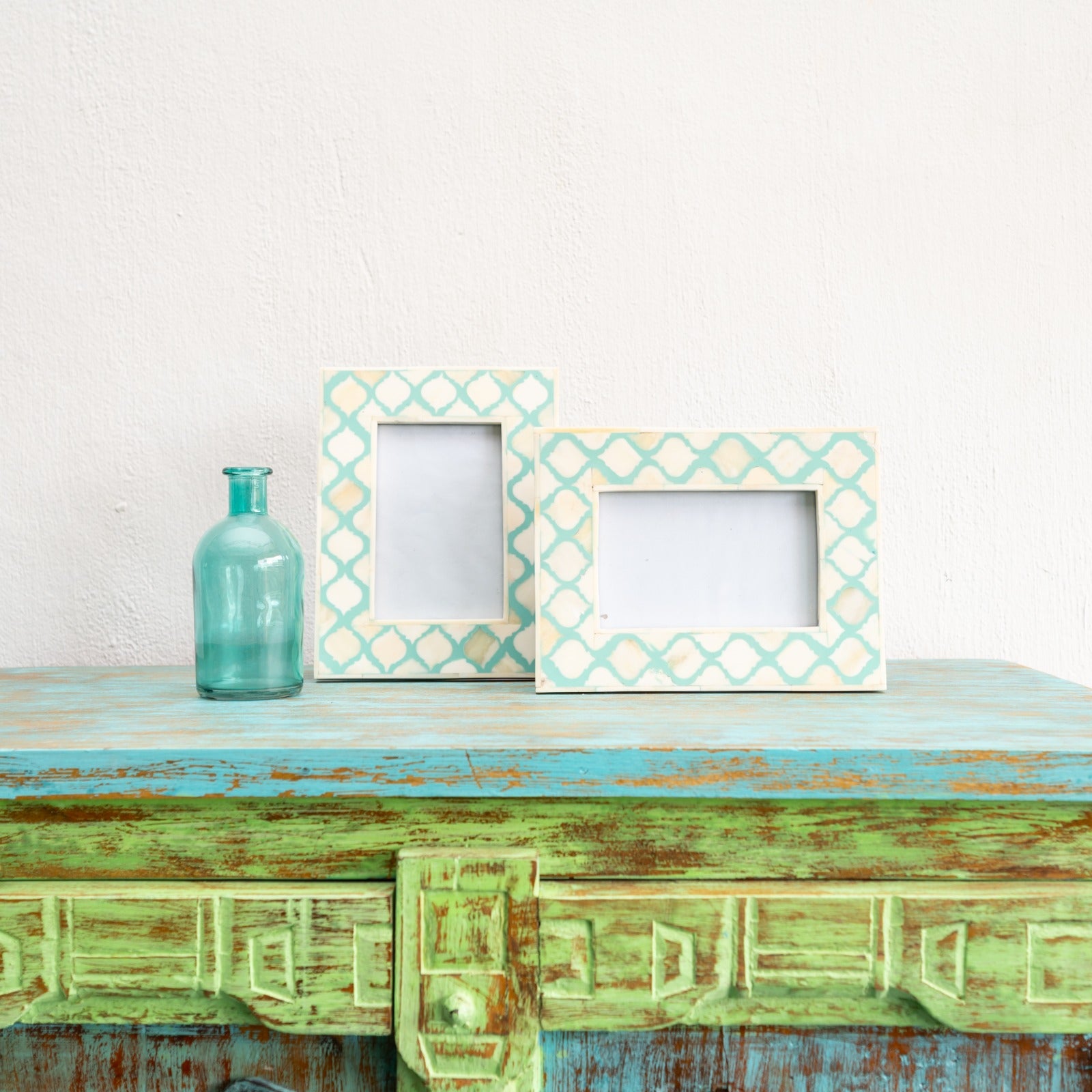 Fred_Moroccan Pattern Bone Inlay Photo Frame in Aqua