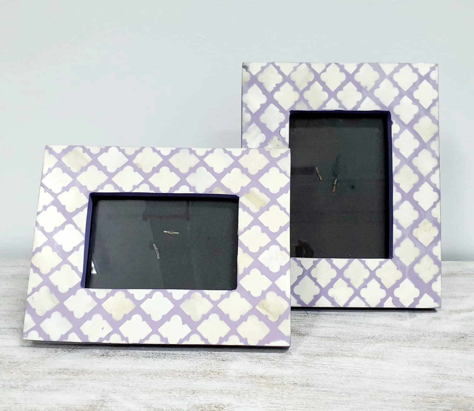 Ortega_Moroccan Pattern Bone Inlay Photo Frame in Lilac_5 x 7