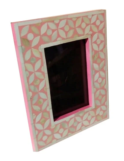 Michaela_Geometric Pattern Bone Inlay Photo Frame in Pink