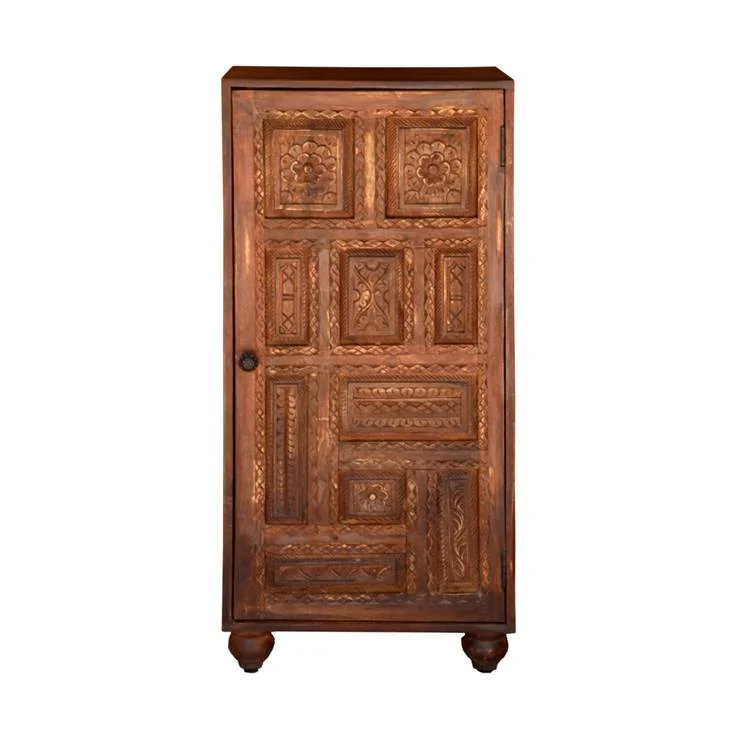 Lena_Hand Carved Solid Indian Wood Shoe Cabinet_Shoe Rack_Shoe Storage