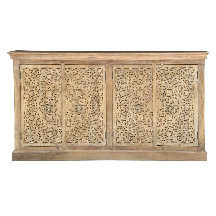 Anaya_Solid Wood Hand Carved Side Board_Buffet_Cupboard_4 Doors_Cabine