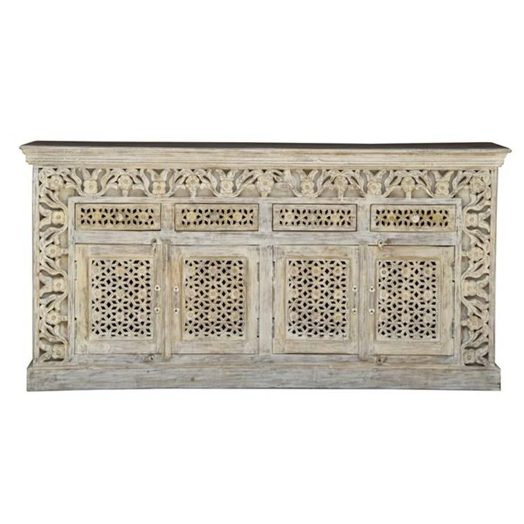 Suzanne _Hand Carved Solid Indian Wood Sideboard_Buffet_Dresser