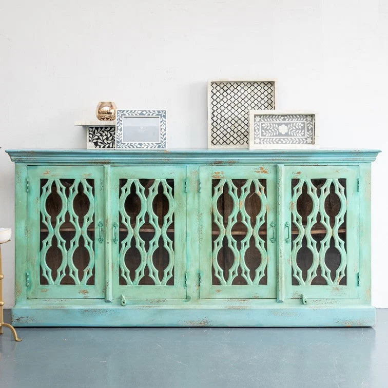 Heera_Hand Carved Indian Wood Dresser_Sideboard_Buffet_Cabinet