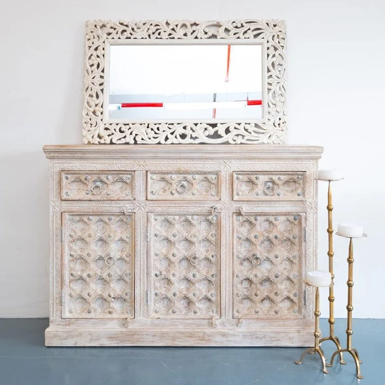 Daisy Hand Carved Wooden Sideboard_Wooden Buffet