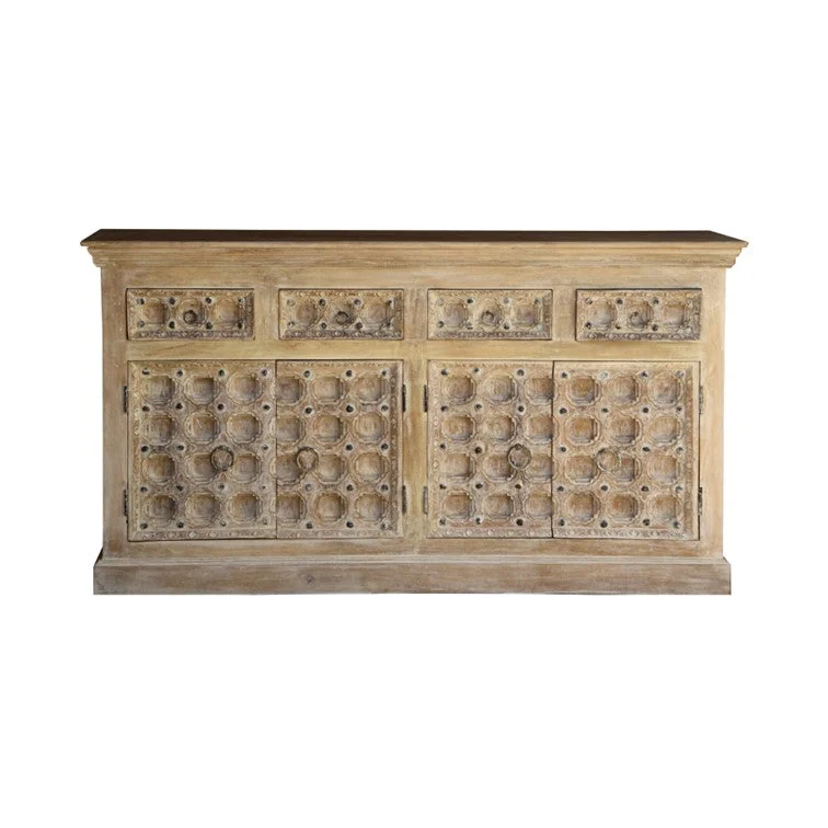 Zee_Hand Carved Solid Indian Wood Sideboard_Buffet_Dresser
