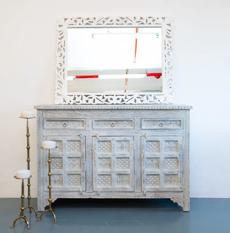 Giselle Hand Carved Indian Wood Sideboard_Buffet