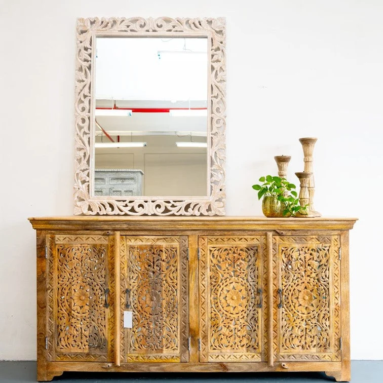Ember Hand Carved Solid Indian Wood Sideboard