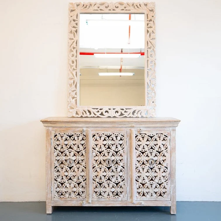 Wren Hand Carved Indian Wood Sideboard_Buffet