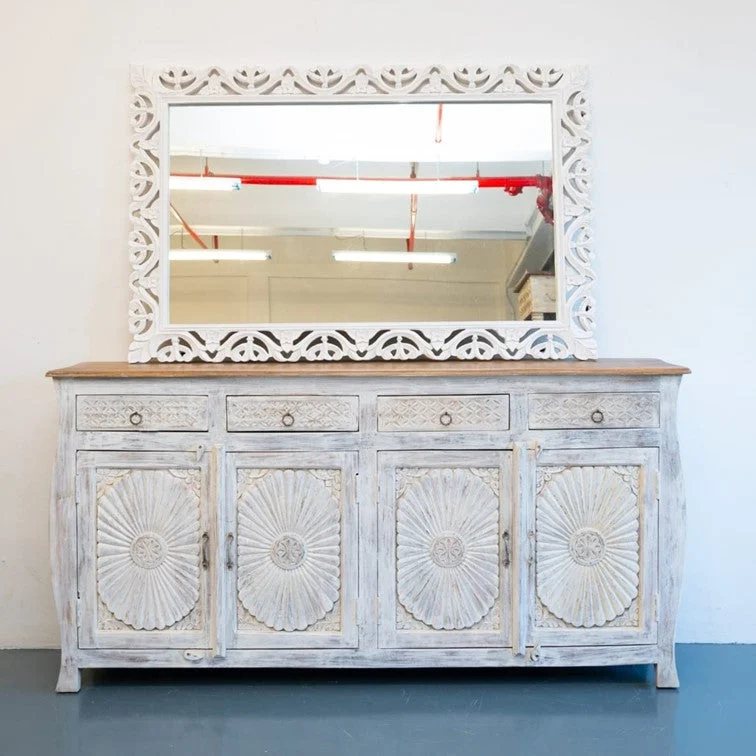 Molly Hand Carved Solid Indian Wood Sideboard_Buffet_Dresser