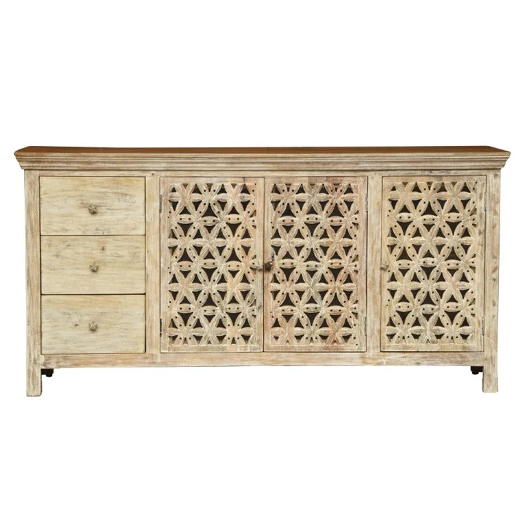 Vishwa_ Hand Carved Wooden Sideboard_Buffet_Cabinet