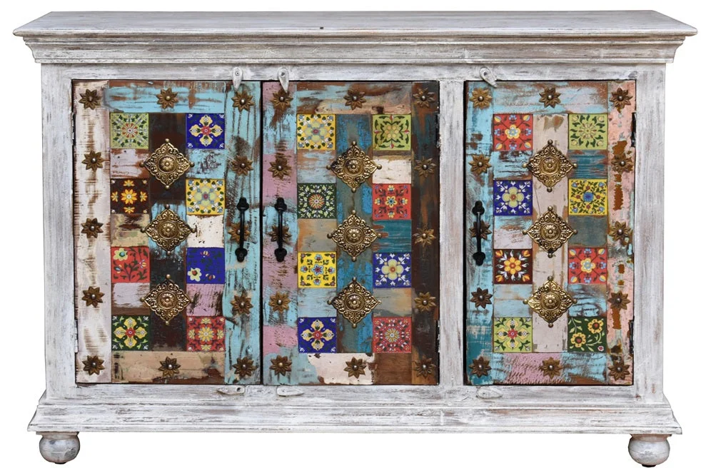 Carol White_Wooden 3 Door Cabinet_Chest of Drawer_Cupboard
