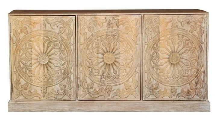 Melinda _Solid Indian Wood Hand Carved 3 Door Buffet_Sideboard