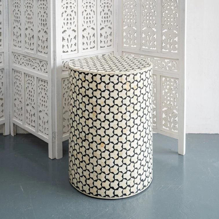 Ziba Bone Inlay Stool_Round Table_End Table