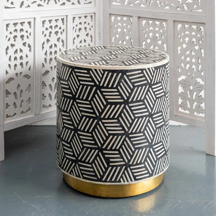 Sam Bone Inlay Round Stool